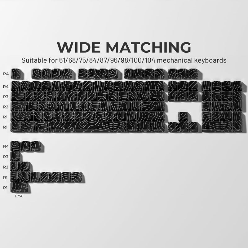 HITIME أغطية مفاتيح XVX المتألقة بتقنية IMD، أغطية مفاتيح طبوغرافية مخصصة 60 75 100 بالمئة، مجموعة أغطية مفاتيح سوداء مضاءة، طراز OEM مطبوع من الجانب لأجهزة الكمبيوتر المحمولة - Image 4